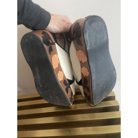 Marni White Leather Cross Strap Floral Platform Sandals Size 37 - Picture 6 of 8